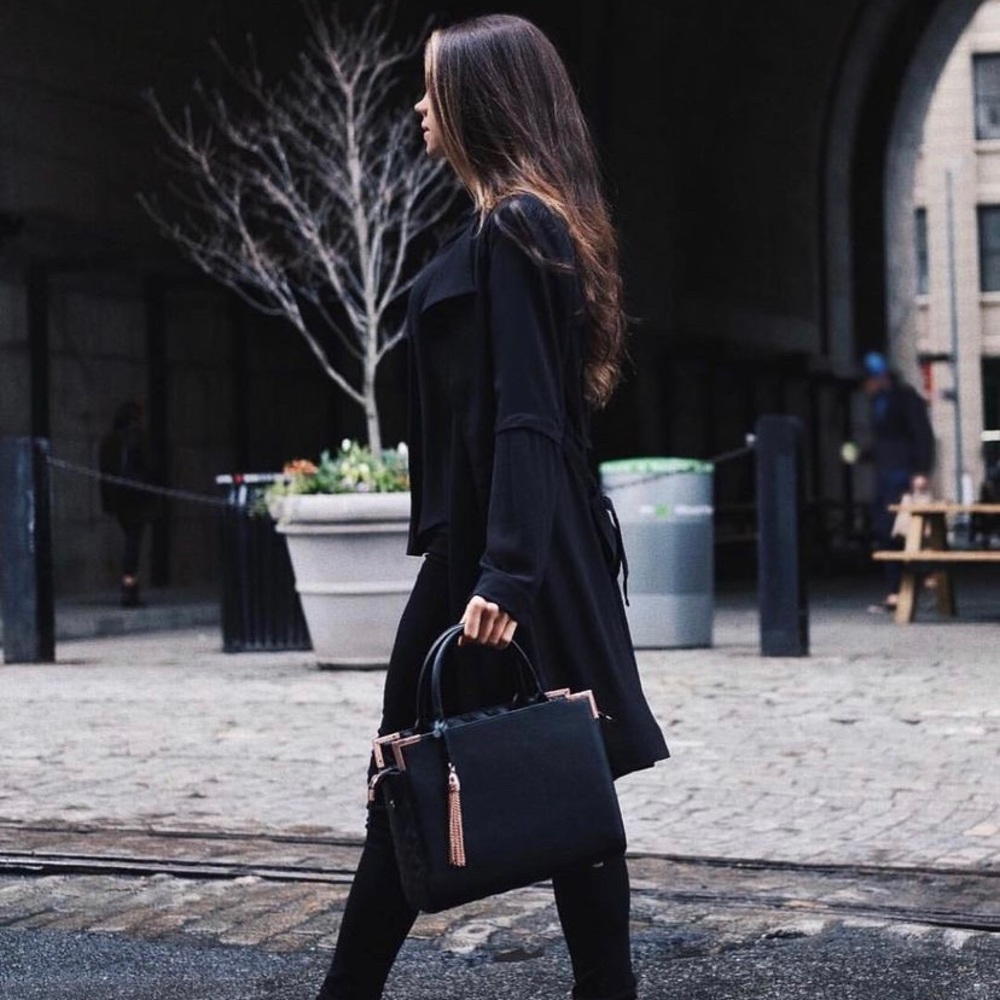 Oliver Bilou Bag- Quilted Black & Rose Gold Metals